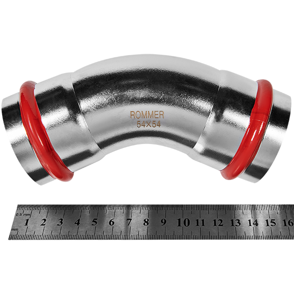 Угольник ROMMER 45°-ВПр, 54, из нержавеющей стали прессовой
