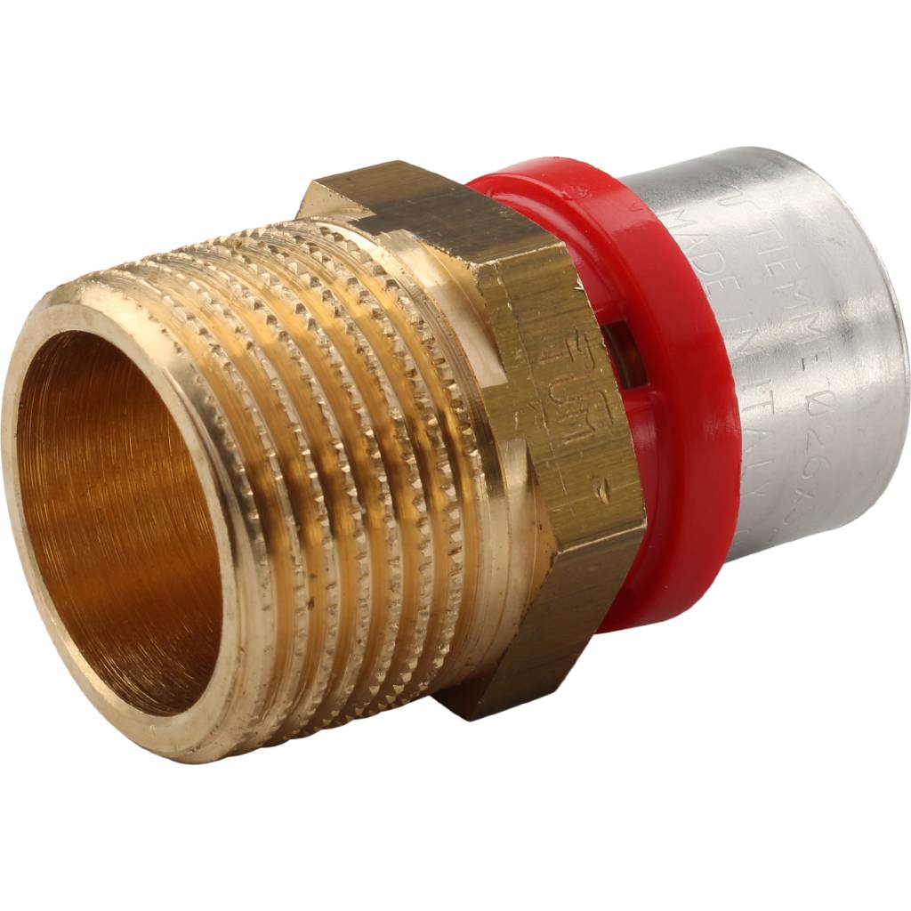 Муфта TIEMME с наружной резьбой 26x1 для металлопластиковых труб прессовой, 1650027