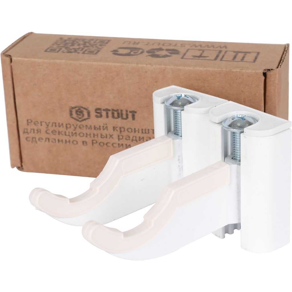 Комплект настенных регулируемых кронштейнов для радиаторов STOUT (2 шт.) RAL 9016, SKU-0320-000080