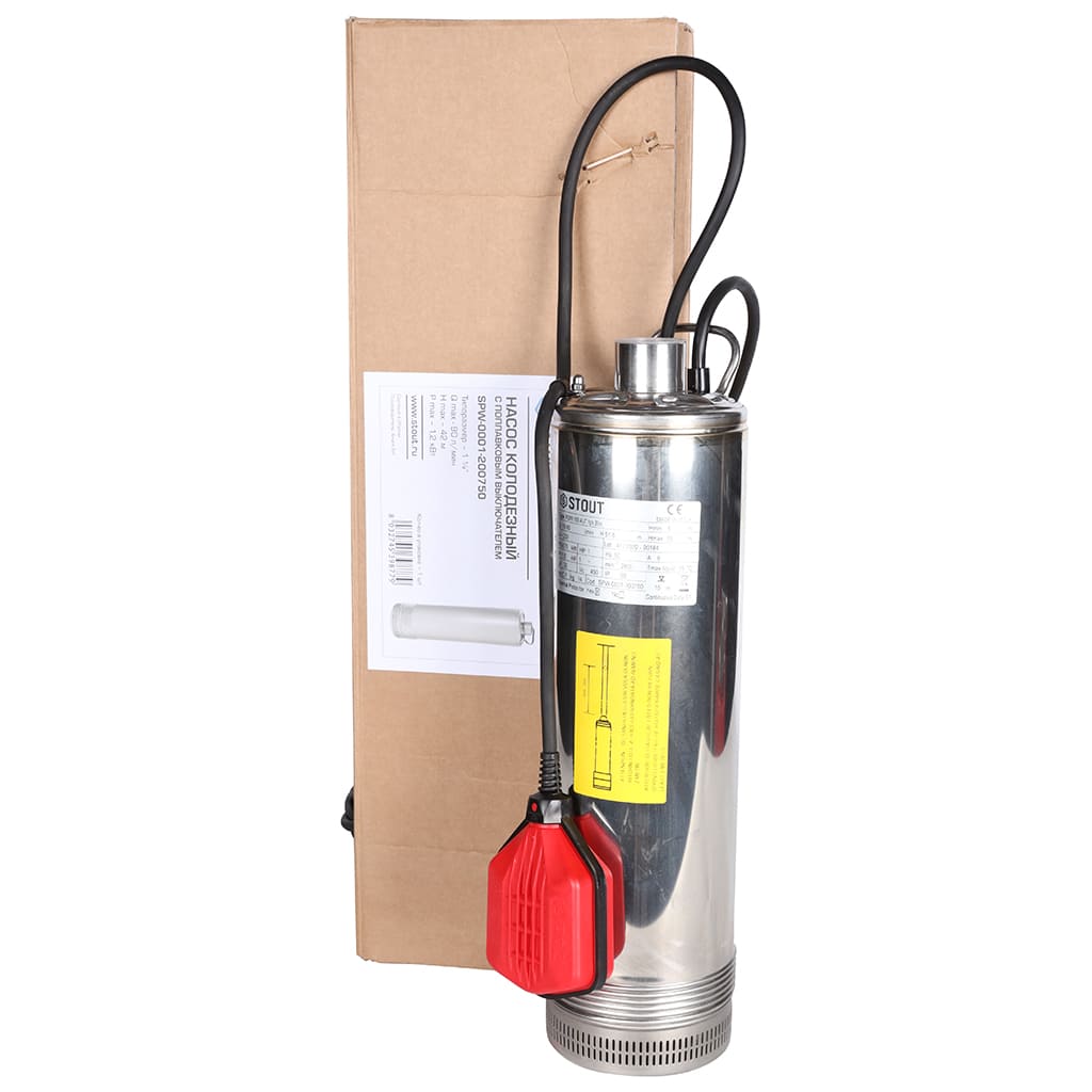Насос колодезный STOUT с поплавком, кабель 20 м, 230V, Q=90 л/мин, H=45 м, SPW-0001-200750