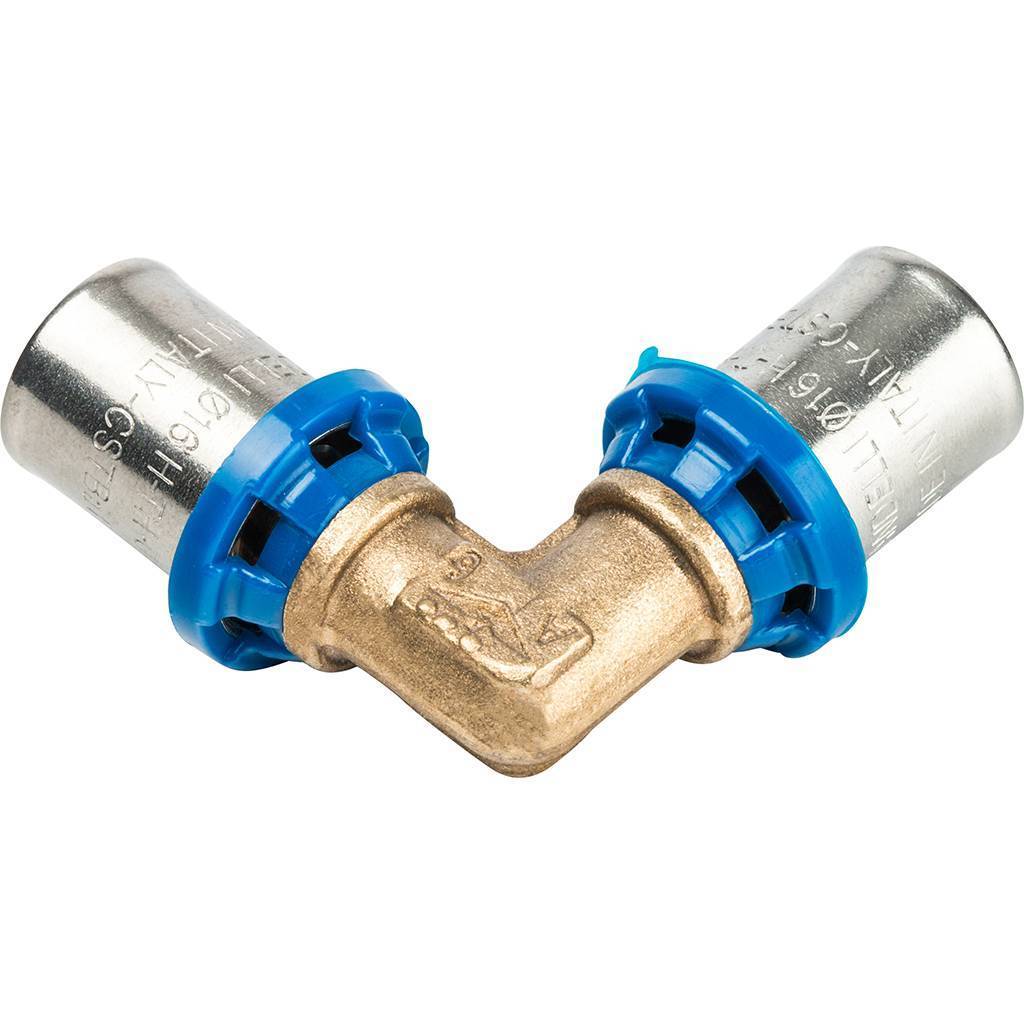 Угольник Prandelli Multyrama 90 16х2.0 профиль H, TH, U для металлопластиковых труб прессовой, 509.06.11.6