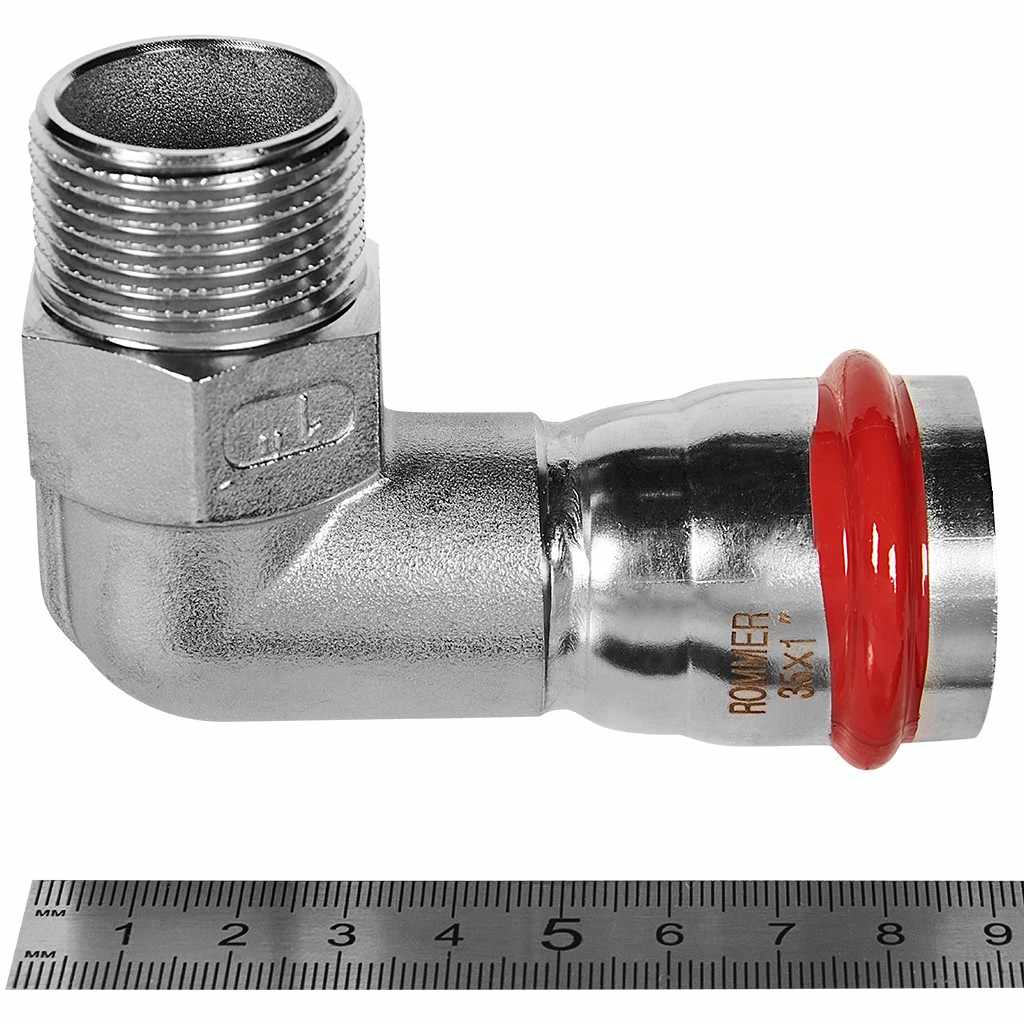 Угольник-Переходник ROMMER ВПр-НР, 35х1, из нержавеющей стали прессовой, RSS-1010-000351