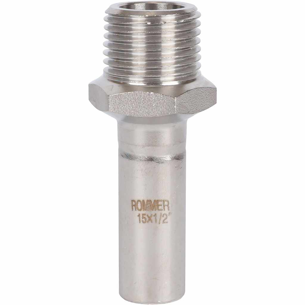 Вставка ROMMER переходная НПр-НР, 15х1/2, из нержавеющей стали прессовой, RSS-1024-001512