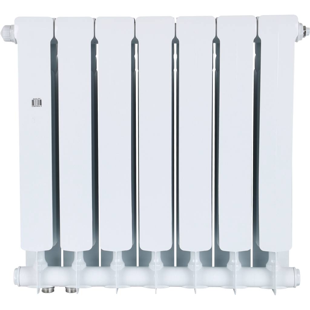 Радиатор биметаллический STOUT Space 500 7 секций нижнее правое подключение RAL9016, SRB-0320-050007