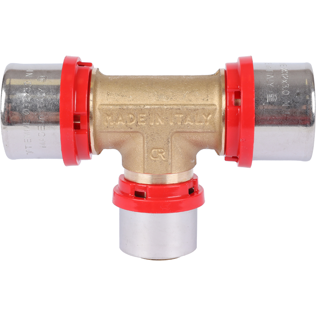 Тройник TIEMME редукционный 32x26x32 для металлопластиковых труб прессовой, 1650064