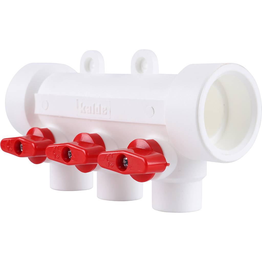 Коллектор с воздухоотводчиком и запорными кранами Kalde (3 выхода)