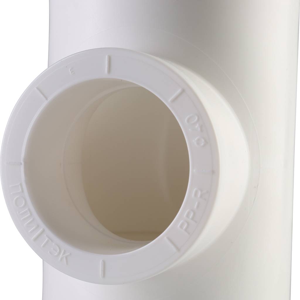 Тройник переходной Политэк 50х40х50 для полипропиленовых труб под сварку (цвет белый), 9300504050