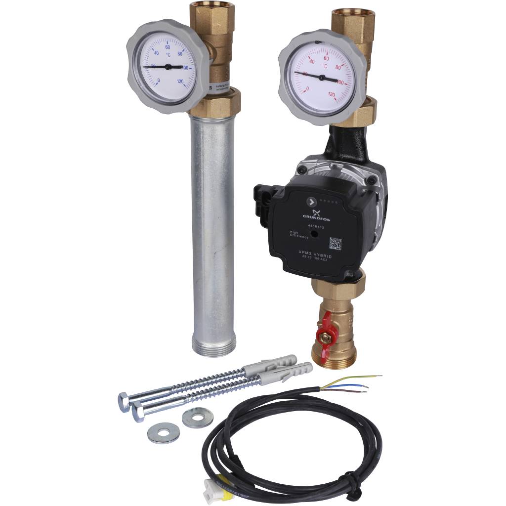 Группа насосная Meibes, поколение 8, UK с нас. Grundfos UPM3 Hybrid 25-70* , прямой контур, 1, M66811.36