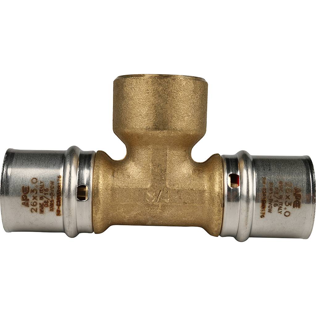 Тройник-переходник STOUT с внутренней резьбой 26х3/4 х26 для металлопластиковых труб прессовой, SFP-0007-003426
