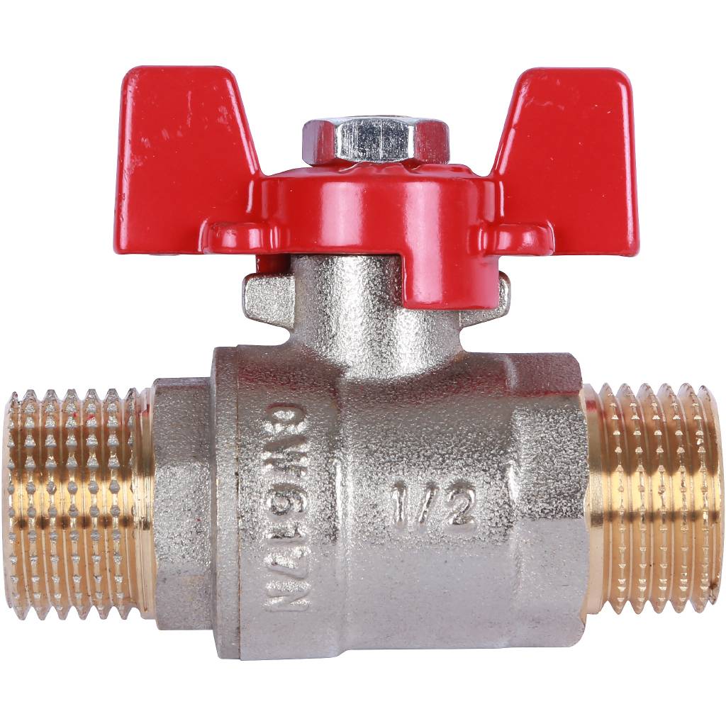 Кран шаровой ROMMER 1/2 НР/НР, ручка бабочка, RBV-0007-0410215