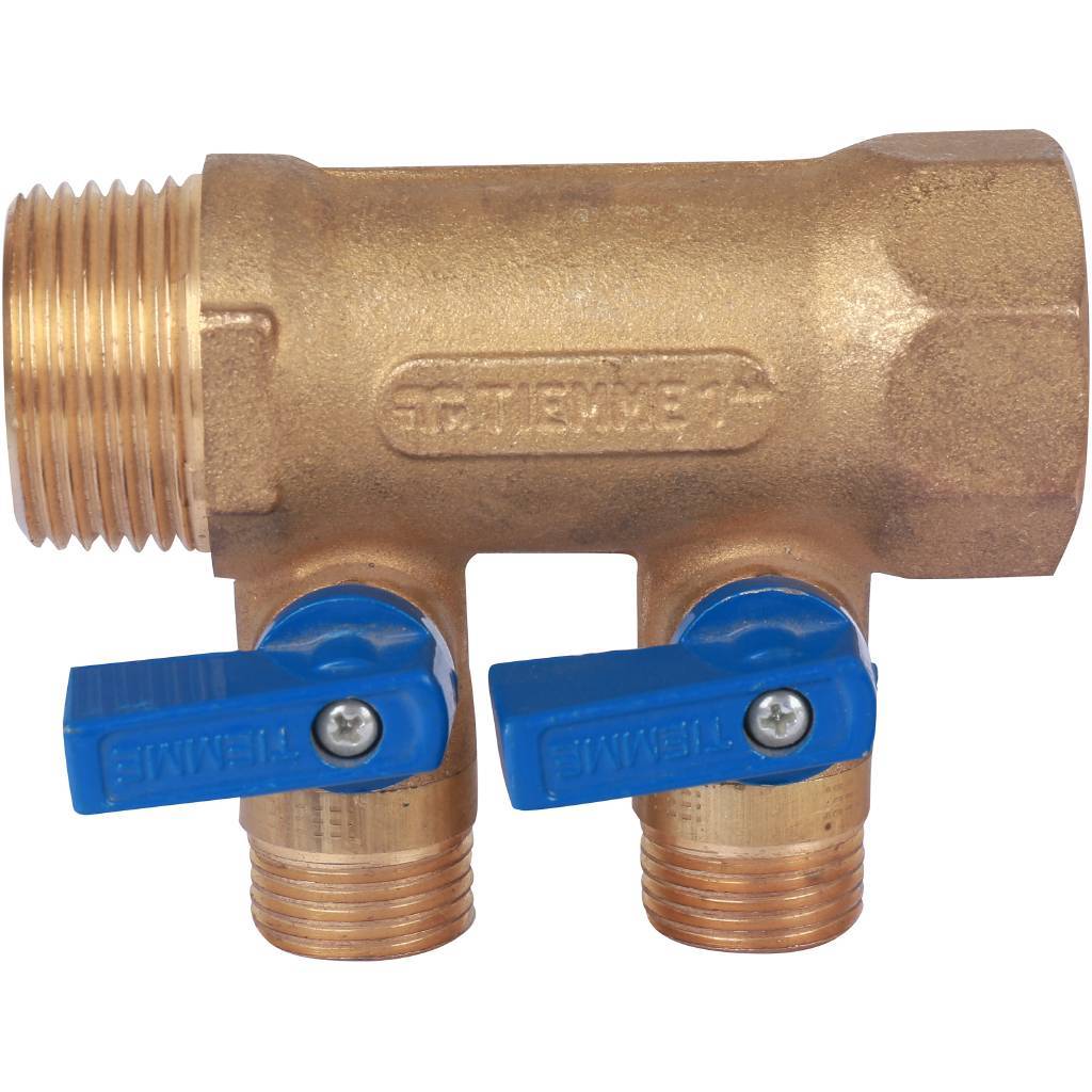 Коллектор распределительный с шаровыми кранами на 2 выхода TIEMME 1х1/2