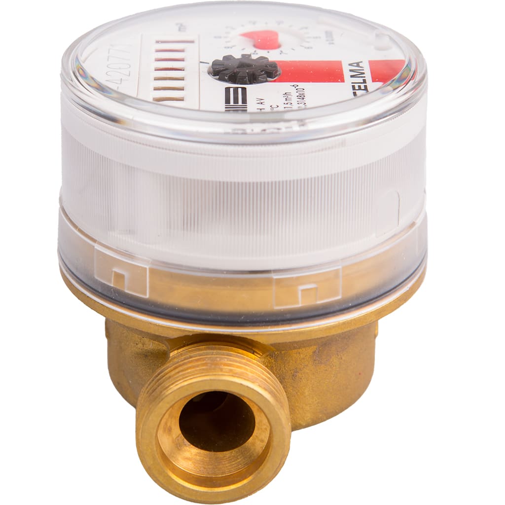 Счетчик горячей воды (Ду=15мм, L=80мм, Qном=1,5 м3/ч, импульсный выход ГЕРКОН, вес импульса =1 л), WFW24.D080-3-B-L-01-IP54