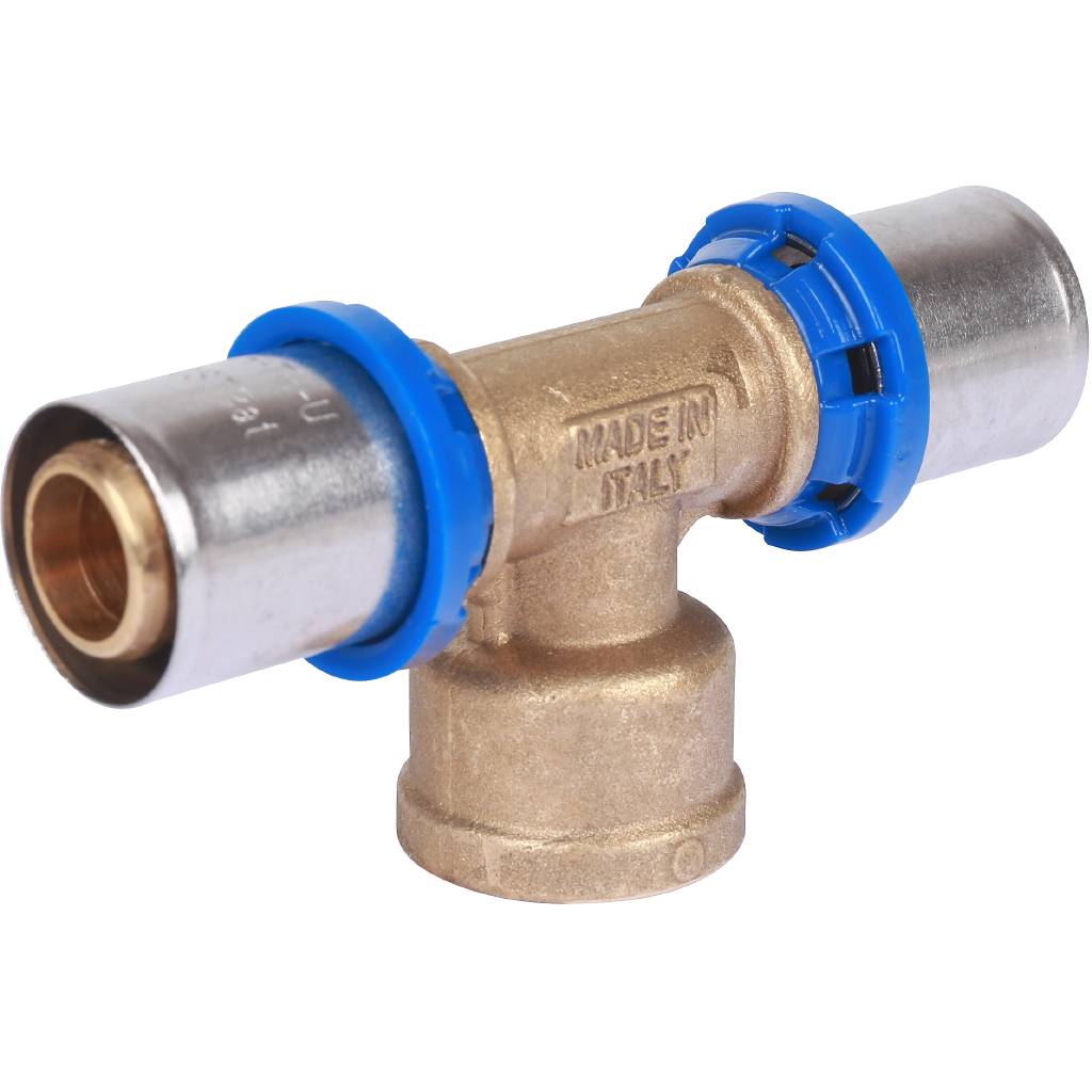 Тройник Prandelli Multyrama (внутр. резьба, 20х2x1/2 профиль H, TH, U) для металлопластиковых труб прессовой, 509.08.52.0