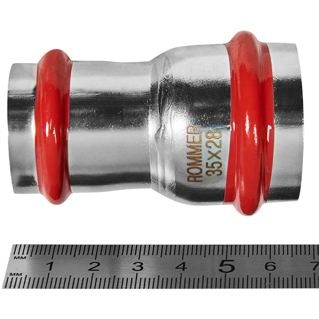 Муфта ROMMER переходная, 35х28, из нержавеющей стали прессовой