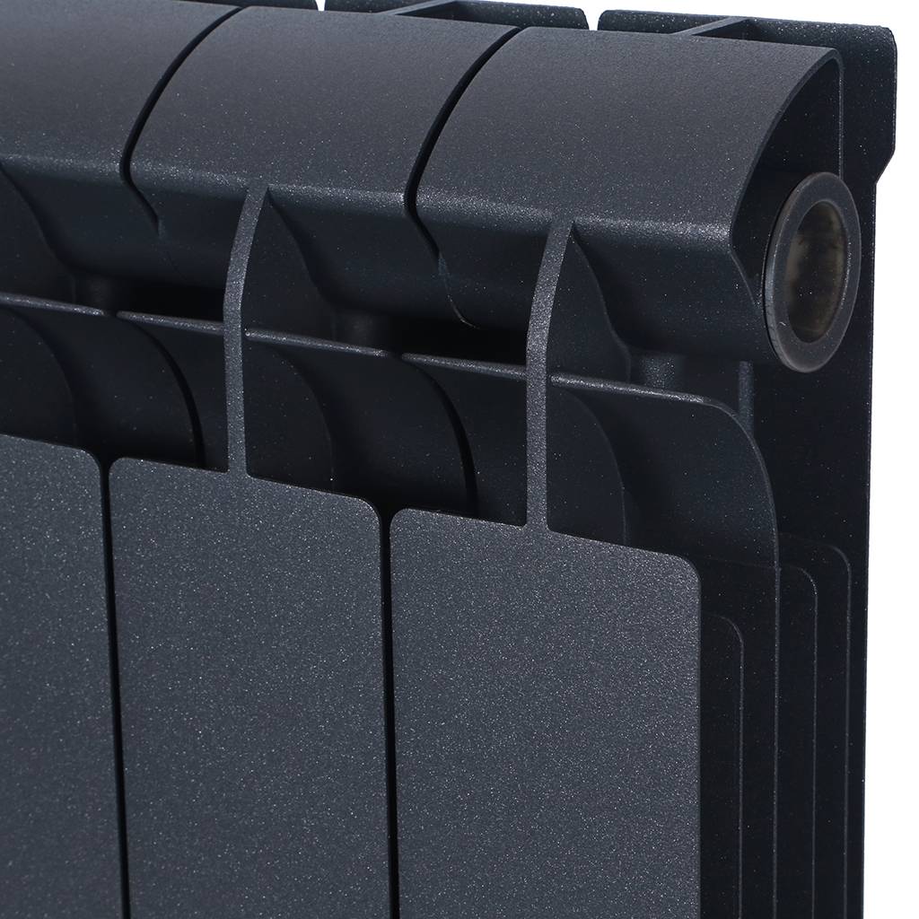 Радиатор биметаллический Global STYLE PLUS 500 4 секции боковое подключение (цвет cod.07 grigio scuro opaco mettalizzato 2748 (черный)), 155264