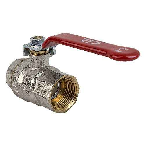 Кран шаровой ручка рычаг, латунь, внутренняя/внутренняя резьба  3/4,PN40 еврослот, никель, РТП