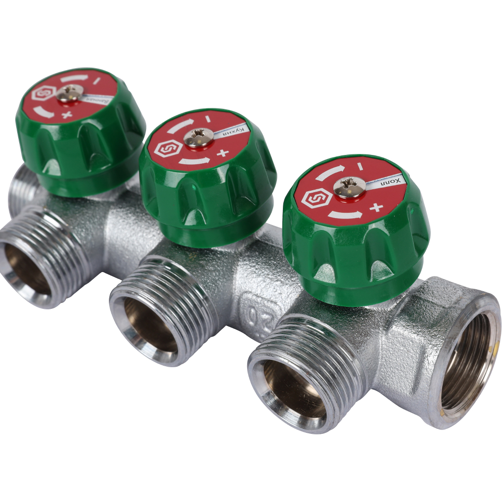 Коллектор регулирующий STOUT 3/4, 3 отвода 3/4 ЕК