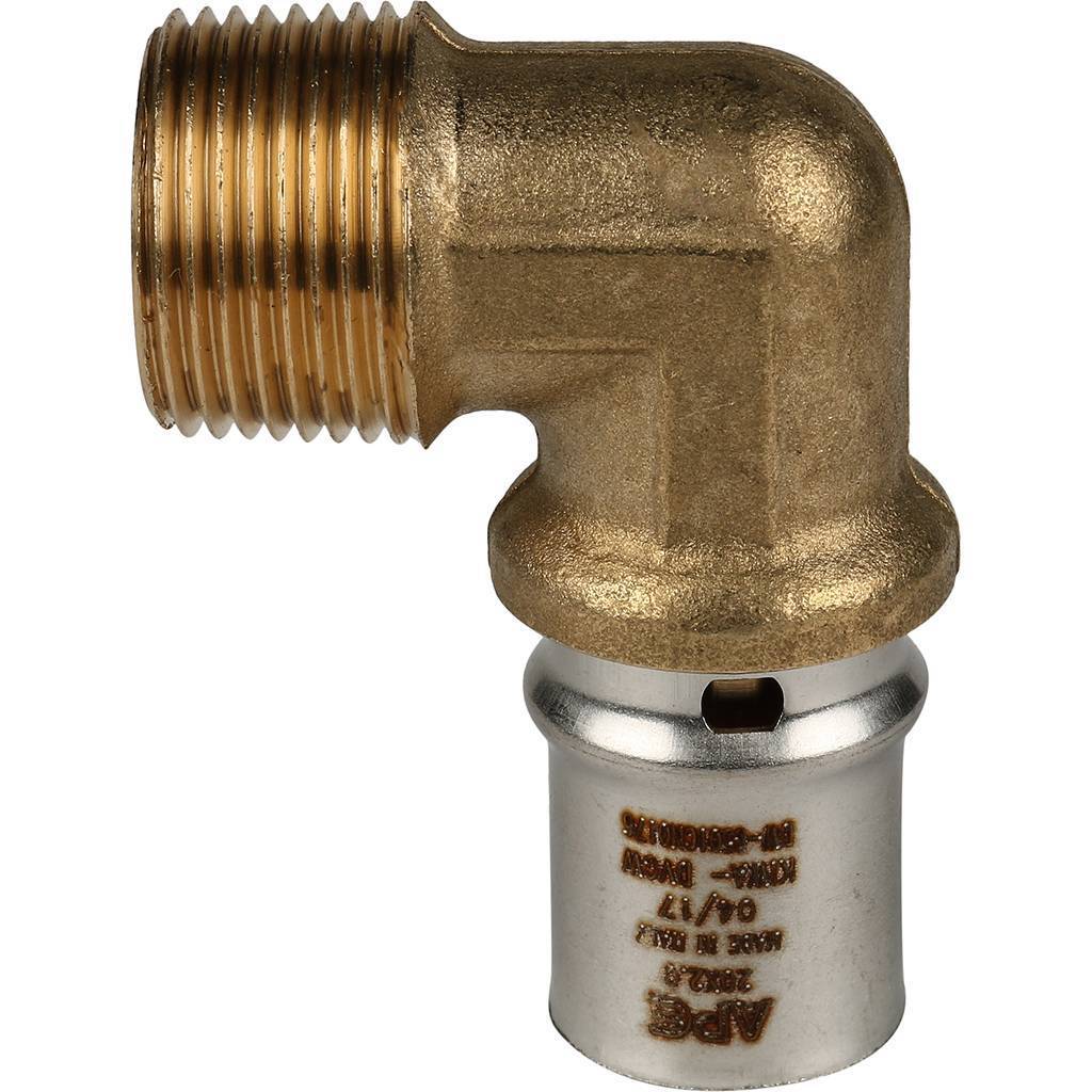 Угольник-переходник STOUT с наружной резьбой 3/4 х20 для металлопластиковых труб прессовой, SFP-0011-003420