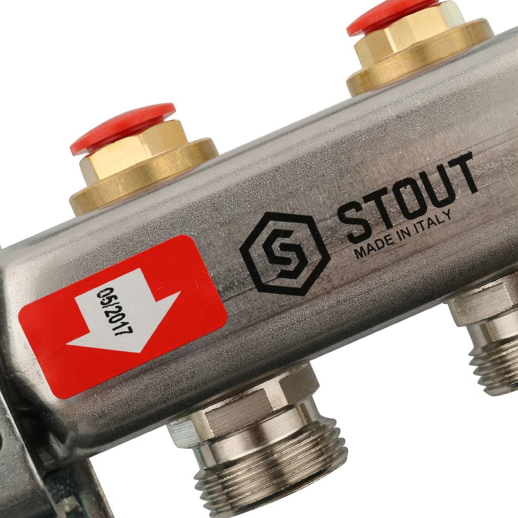 Коллектор из нержавеющей стали STOUT без расходомеров 2 вых.