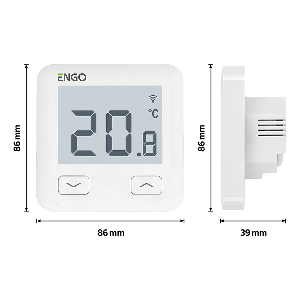 Терморегулятор ENGO Controls E10-W WI-FI, с подключением датчика пола, встраиваемый, белый