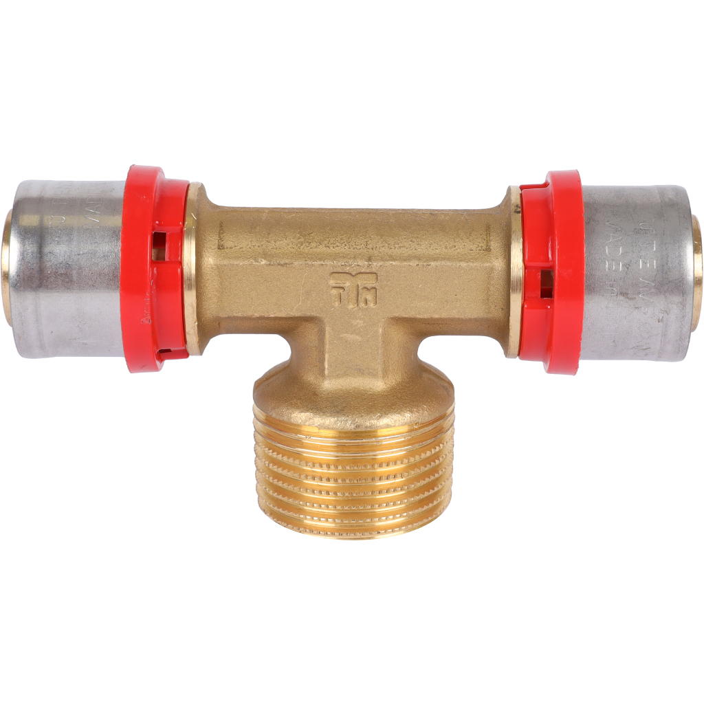 Тройник TIEMME с наружной резьбой 26x1x26 для металлопластиковых труб прессовой, 1650167