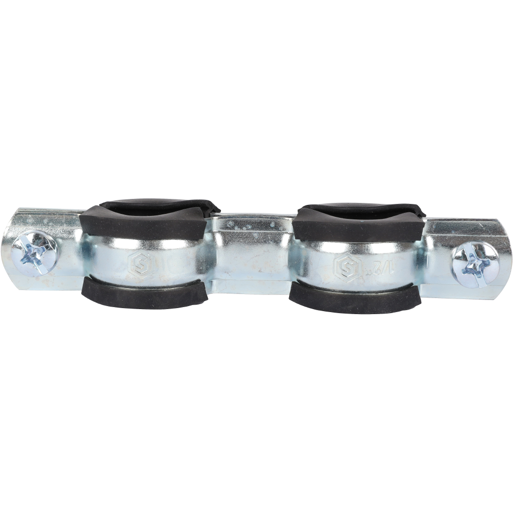 Комплект двойной хомут для труб STOUT хомут+шпилька шуруп +дюбель пластиковый 1/2 (20-24)