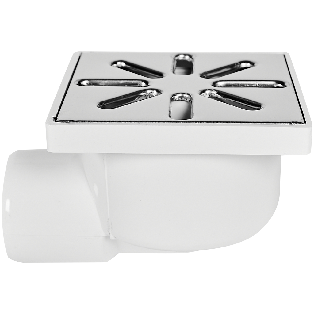 Трап нерегулируемый, боковой Sinikon металлическая решетка 100*100 (Белый) D 50