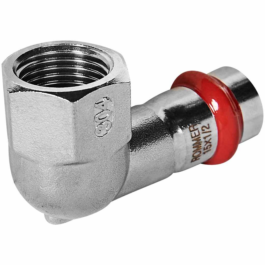 Угольник-Переходник ROMMER ВПр-ВР, 15х1/2, из нержавеющей стали прессовой, RSS-1009-001512