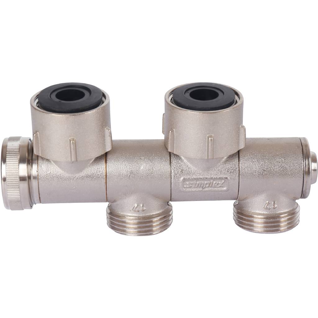 Узел нижнего подключения Meibes FE2, двухтрубное подключение, с функцией отсечки, слива и наполнения 3/4, F12004