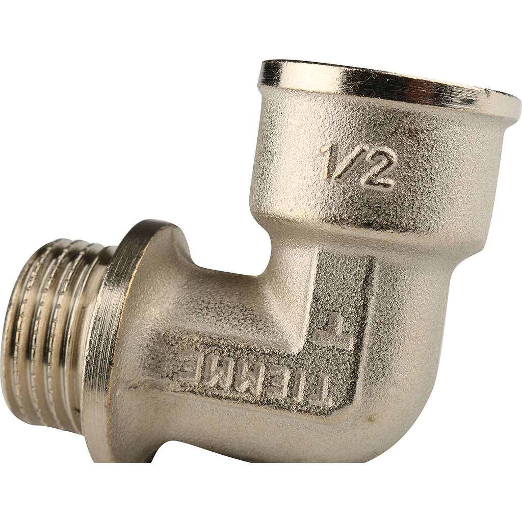 Угольник TIEMME НВ никелированный с упором 1/2х1/2, 1500141