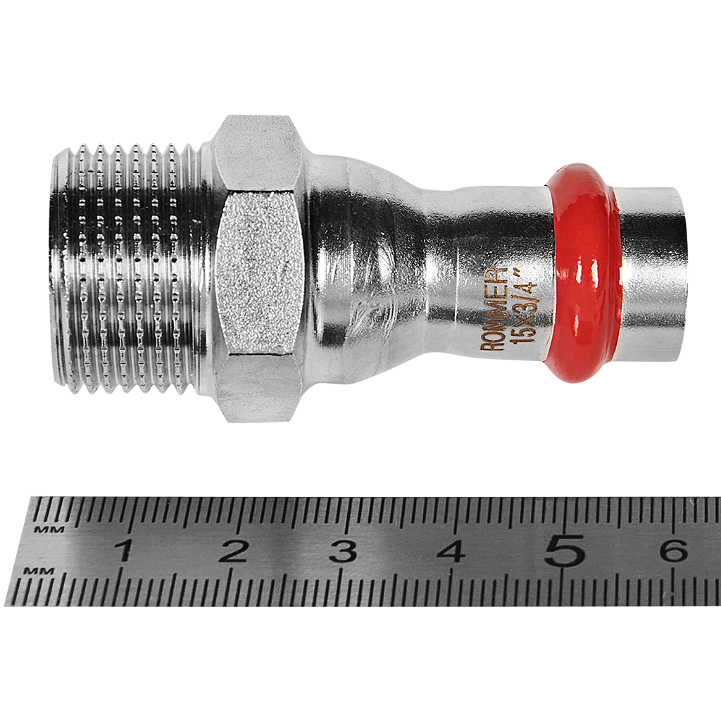 Переходник-НР ROMMER 15х3/4 из нержавеющей стали прессовой