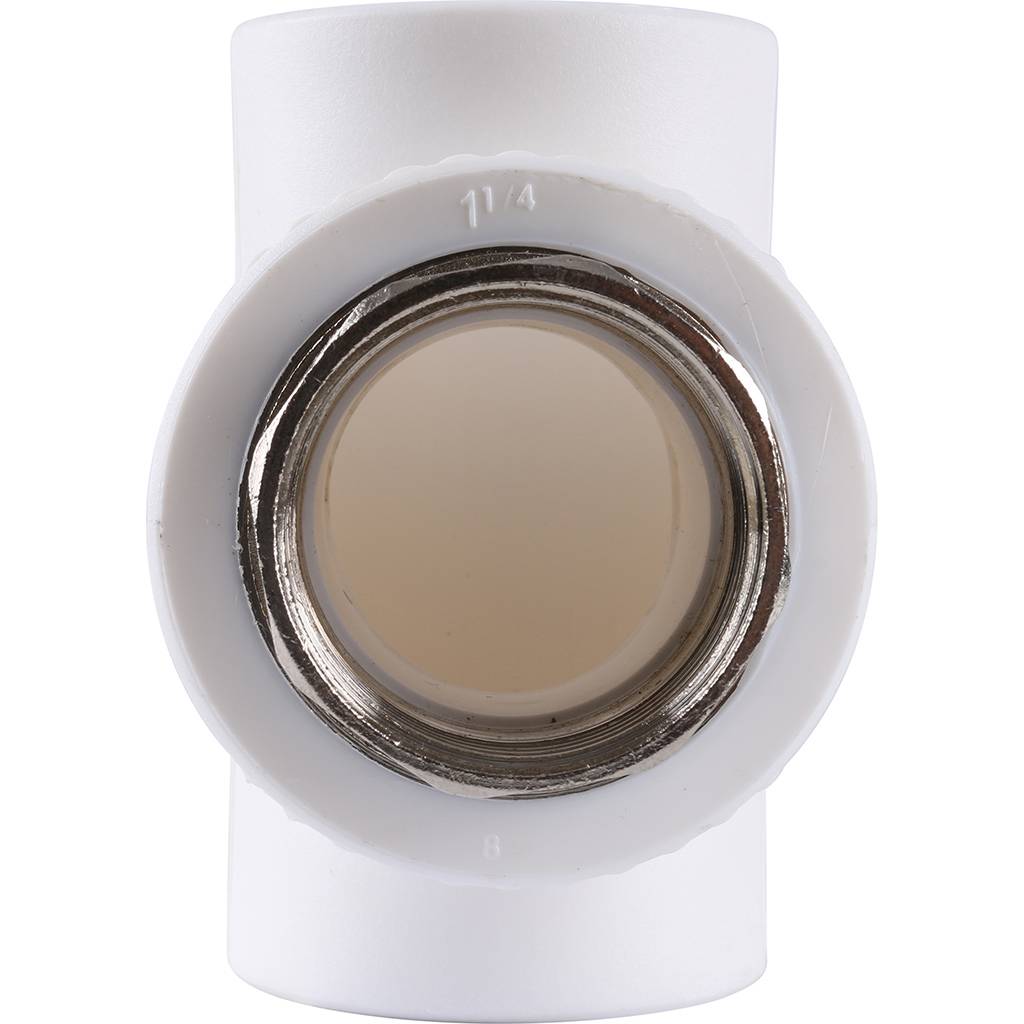 Тройник Kalde с внутренней резьбой 40x1 1/4 для полипропиленовых труб под сварку (цвет белый), 3222-tfo-401a40