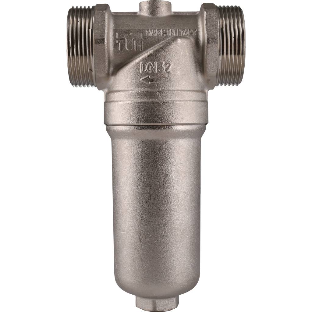 Фильтр с манометром TIEMME 1 1/4 со сгонами, с латунной колбой, промывной, 3130009