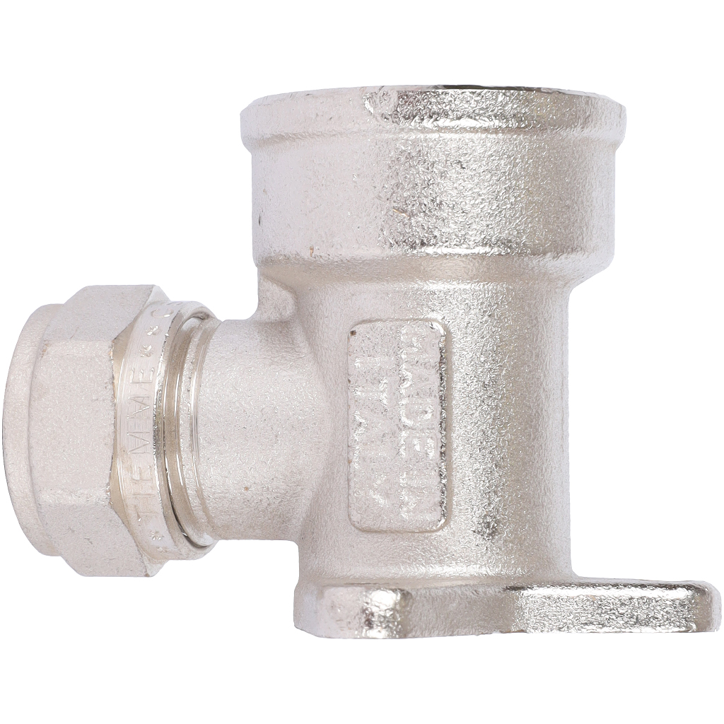 Угольник TIEMME с внутренней резьбой с креплением (16х2.0х3/4) для металлопластиковых труб винтовой, 1600096