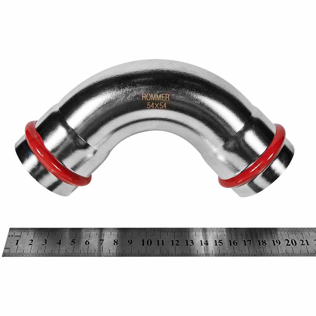 Угольник ROMMER 90° ВПр-ВПр, 54, из нержавеющей стали прессовой, RSS-1003-000054