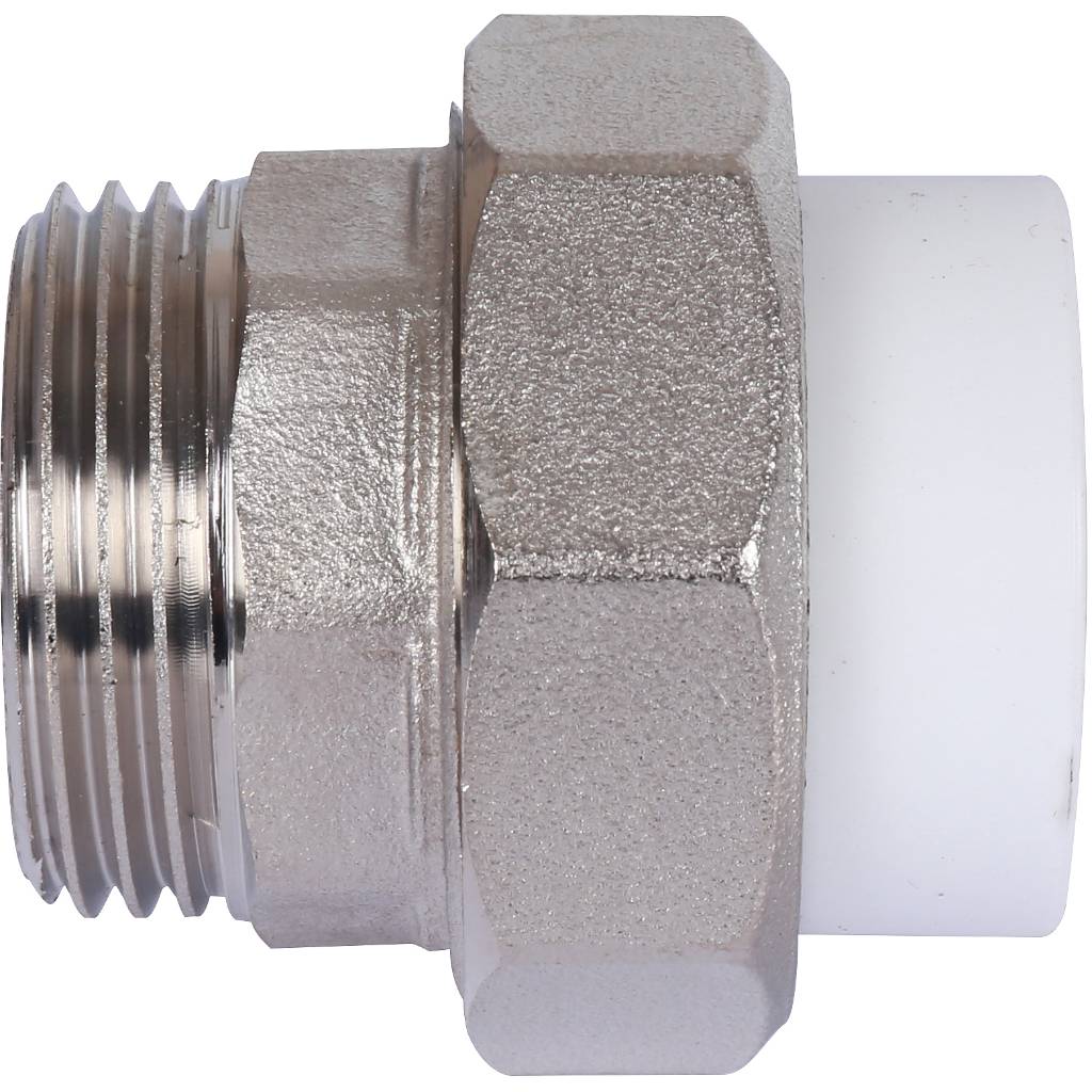 Муфта разъемная с наружной резьбой Политэк 25х1 для полипропиленовых труб под сварку (цвет белый), 9800002501