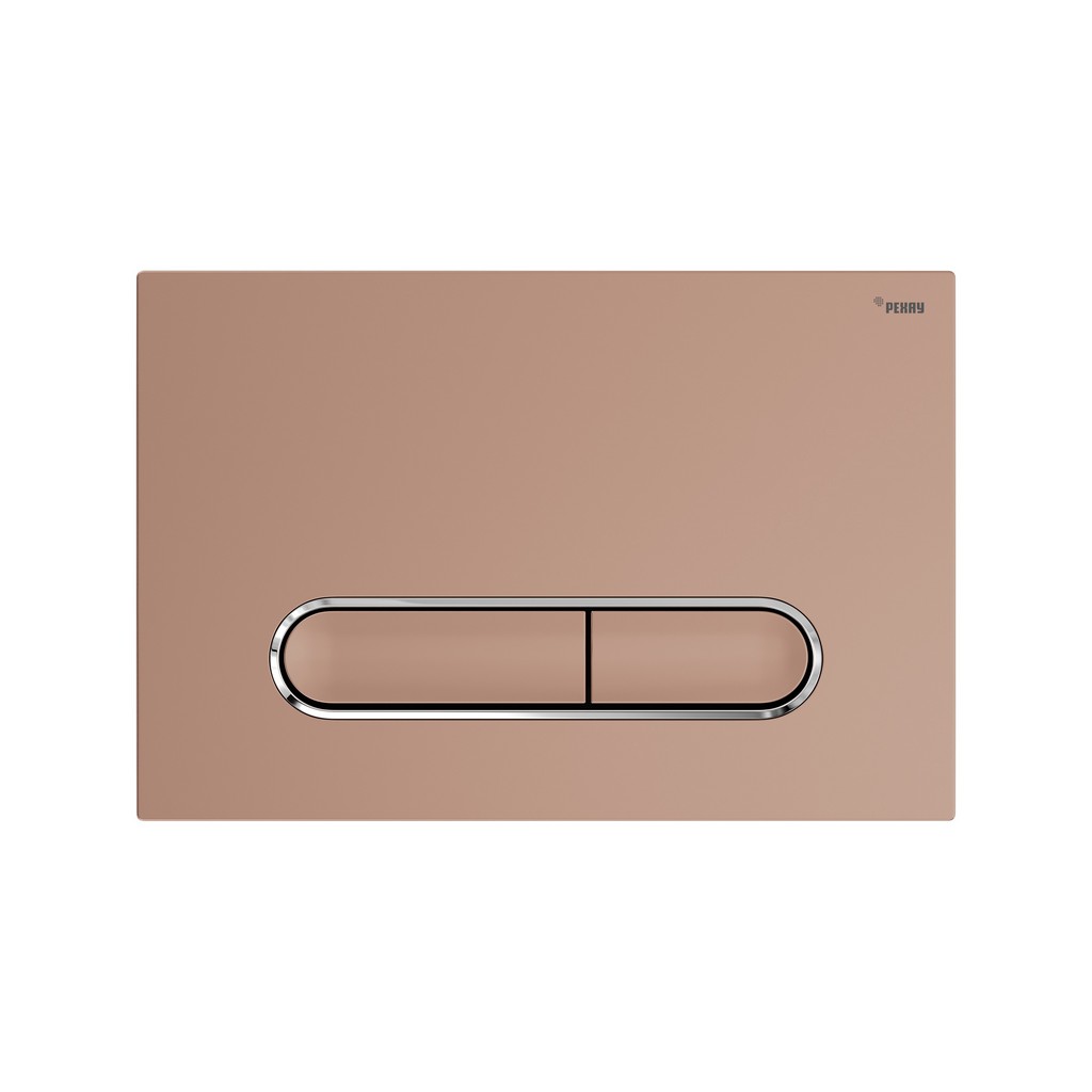 Панель смыва РЕХАУ NOVA ELLIPSE 002 с овальными клавишами, пластик, розовое золото, матовый, контур клавиш хром, глянцевый, 19102461001