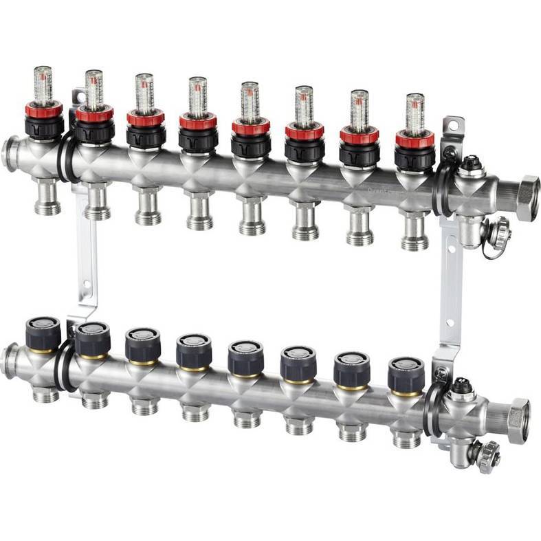 Группа коллекторная Oventrop Multidis SF 10 со встроенными ротаметрами на 10 контуров, 1404360