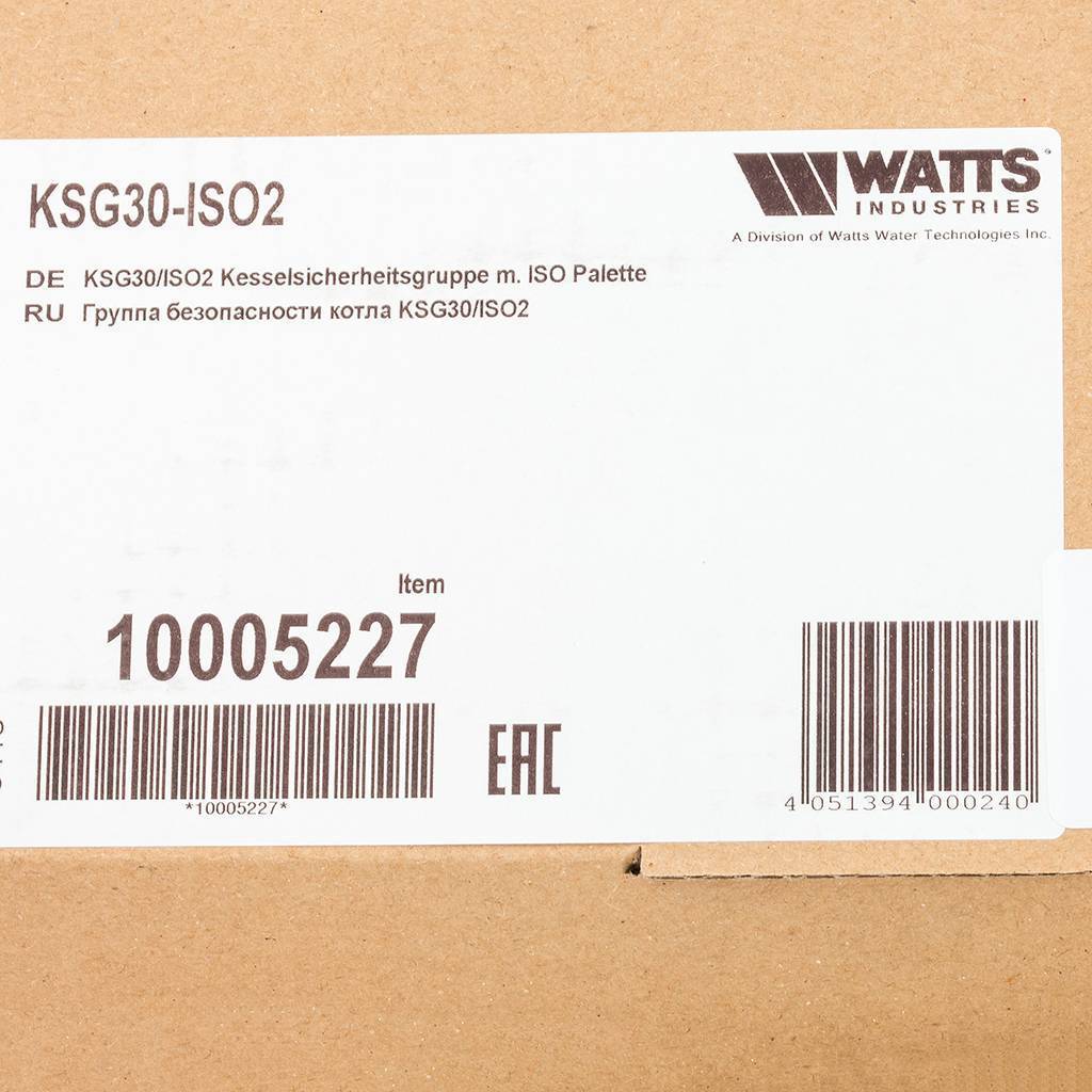 Группа безопасности в теплоизоляции Watts KSG 30/ISO2 3 бар (до 50 кВт)