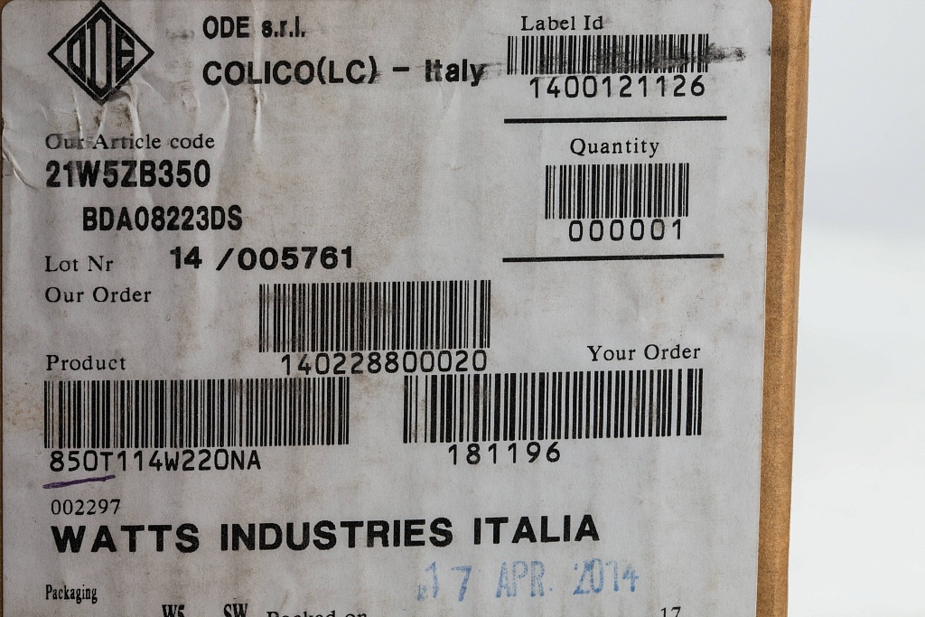 Соленоидный клапан Watts 850Т (850T114W220NA) для систем водоснабжения 1.1/4 230V Н.О., 10023638