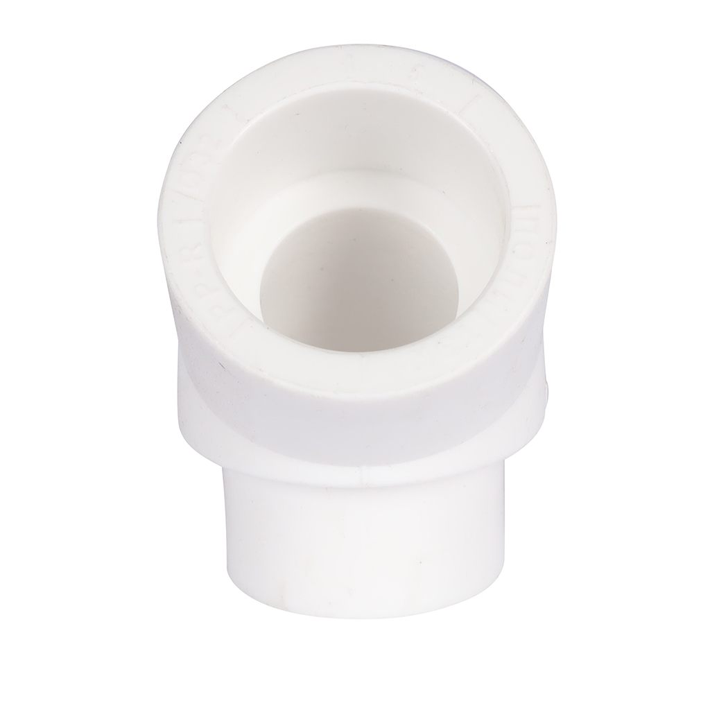 Угольник Политэк d=32 45* внутр./наруж.  для полипропиленовых труб под сварку (цвет белый), 9422003245