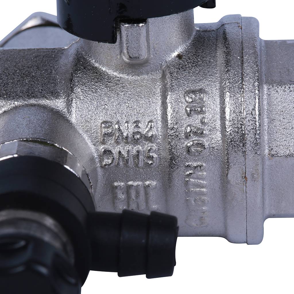 Кран шаровой BUGATTI Oregon с дренажем и воздухоотводчиком, (ручка-рычаг алюминий) внут-внут резьба 1/2