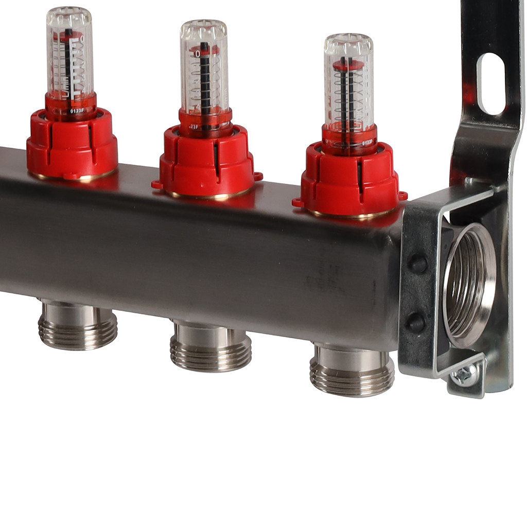 Коллектор из нержавеющей стали с расходомерами ROMMER 10 выходов, RMS-1200-000010