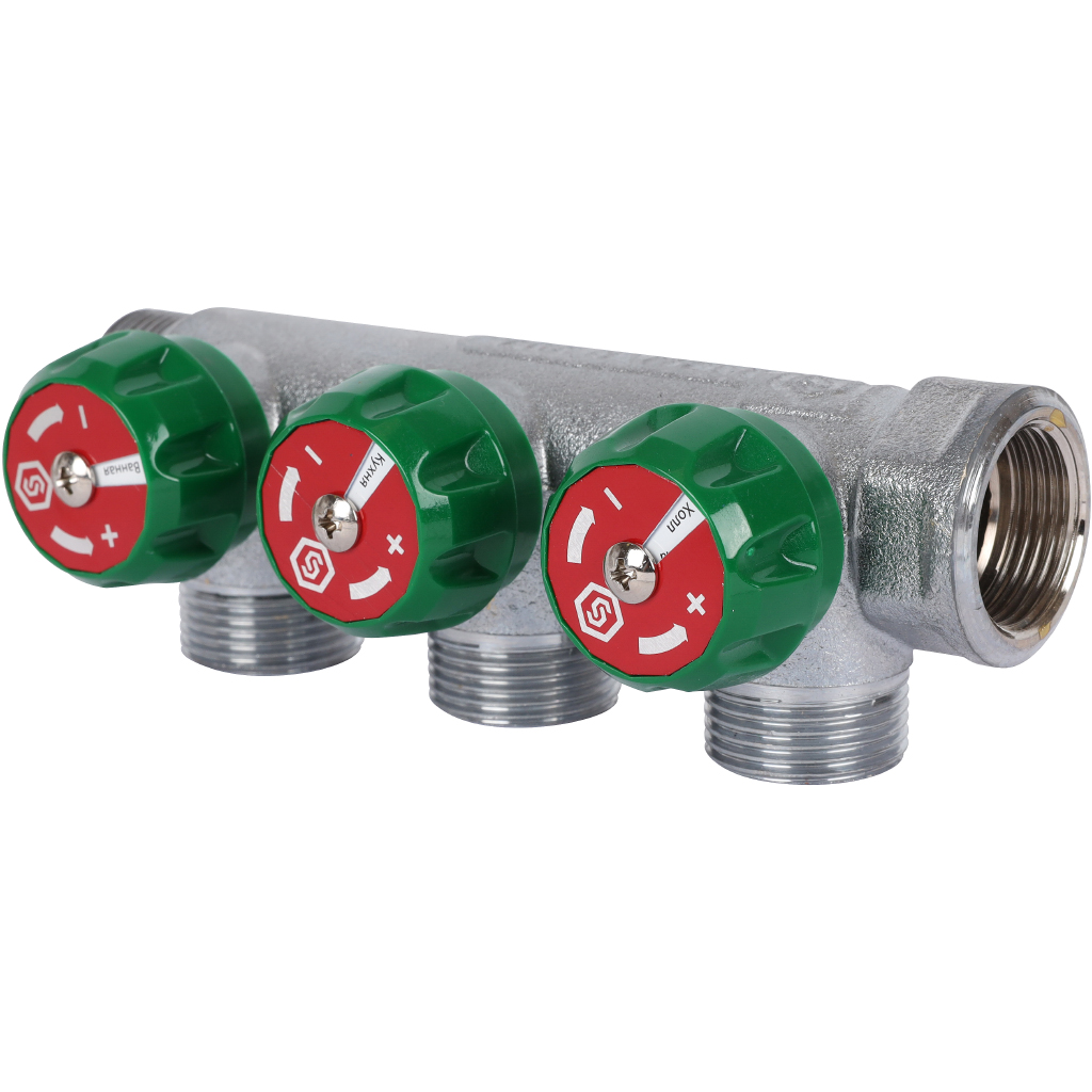 Коллектор регулирующий STOUT 3/4, 3 отвода 3/4 ЕК