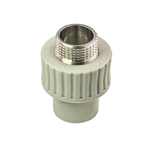 Муфта комбинированная PPR наружная резьба 20х3/4,  серый, РТП