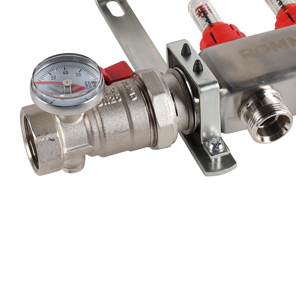 Коллектор из нержавеющей стали в сборе с расходомерами ROMMER 2 выхода, RMS-1210-000002