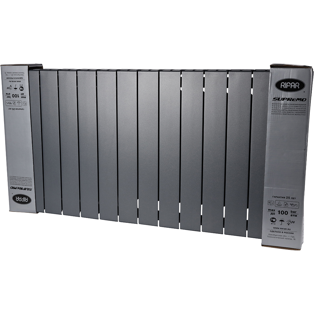 Радиатор биметаллический RIFAR SUPReMO VENTIL 500 SVR 14 секций нижнее правое подключение (Цвет ТИТАН), 4RS50.VR-14-TI