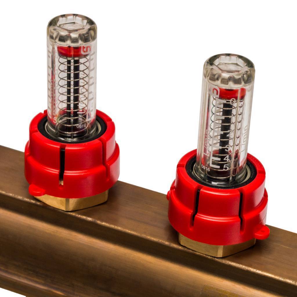 Распределительный коллектор из латуни с расходомерами STOUT 12 выходов, SMB 0473 000012