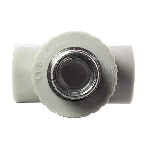 Тройник комбинированный PPR наружная резьба 20х 1/2,  серый, РТП