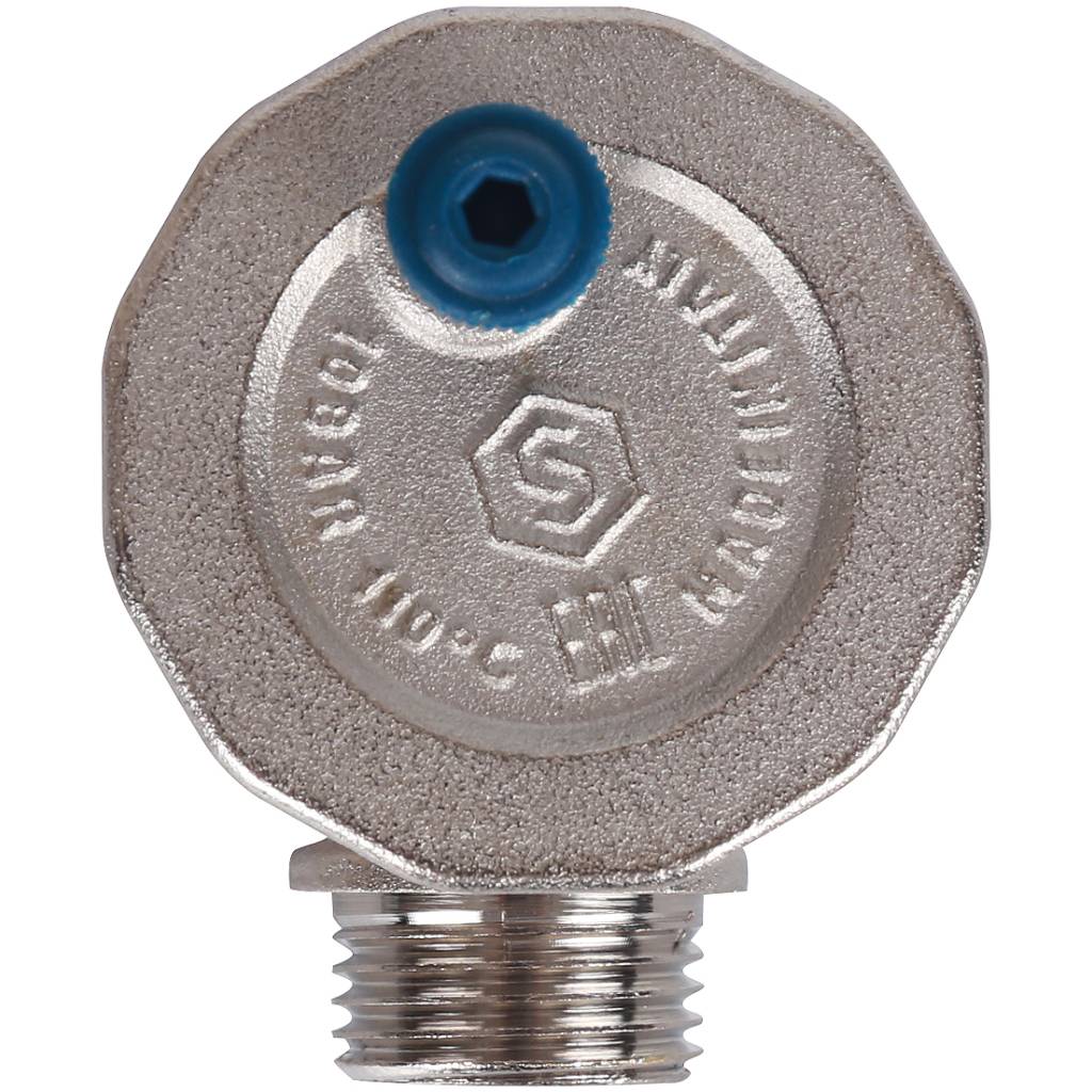 Воздухоотводчик автоматический вертикальный выпуск STOUT угл.подкл. нар.р. 1/2 никель